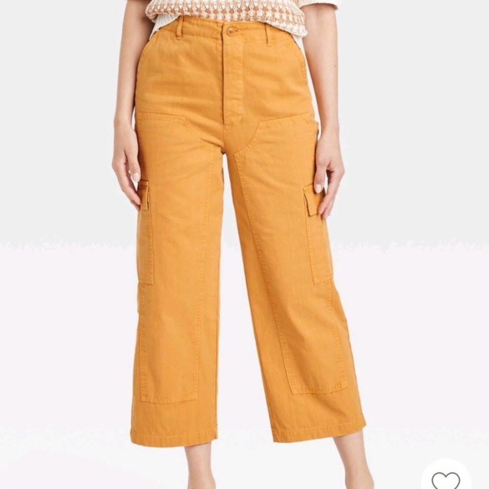 Universal Thread High Rise Utility Cargo Pants Yellow Women's Size 4